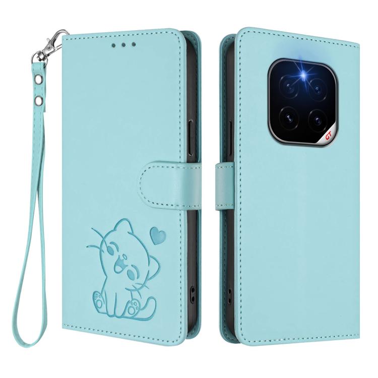 For Honor GT Pro Embossed Heart Cat Leather Phone Case with Hand Strap