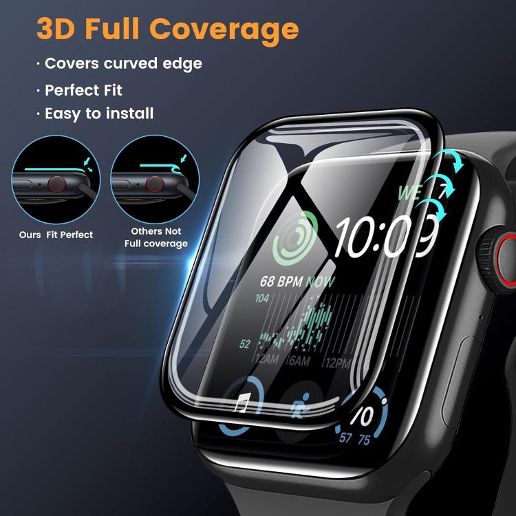 For Apple Watch Series 10 46mm Basic Nylon Loop Watch Band with 3D Curved Film