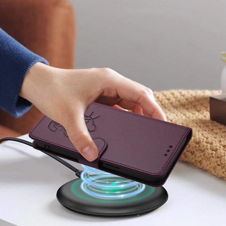 For vivo S30 Embossed Heart Cat Leather Phone Case with Hand Strap