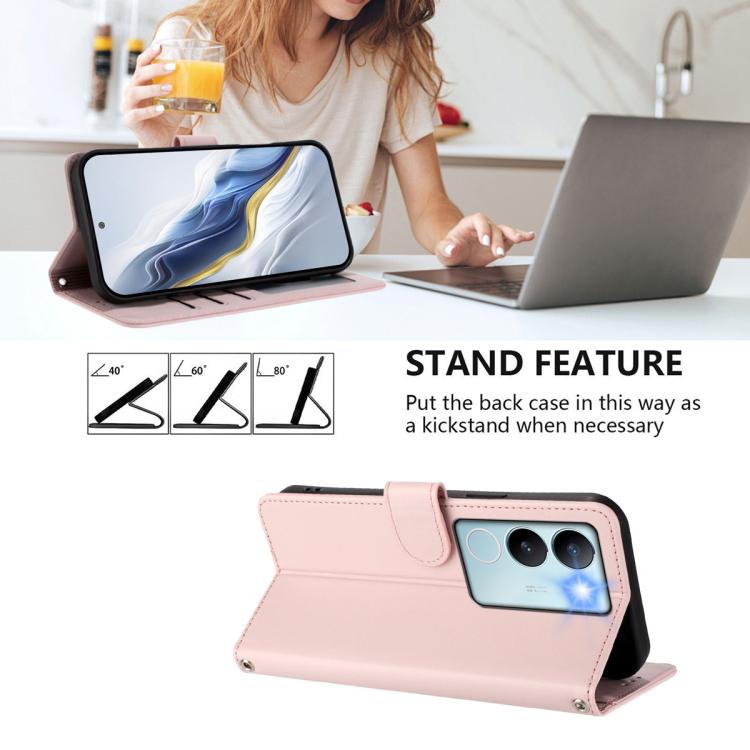 For vivo S17 / S17 Pro / S17t / V29 / V29 Pro Embossed Heart Cat Leather Phone Case with Hand Strap