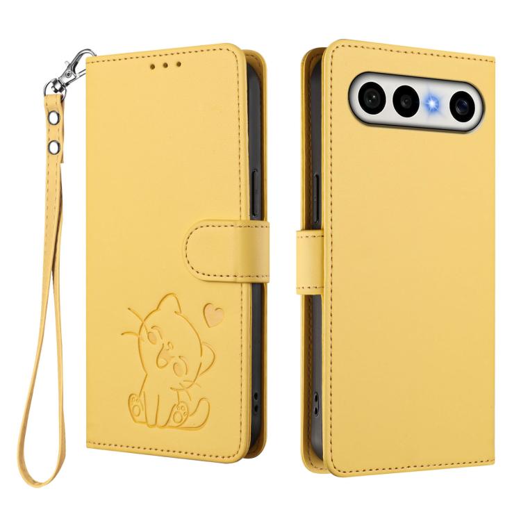 For vivo X300 FE 5G / S50 Pro mini 5G Embossed Heart Cat Leather Phone Case with Hand Strap