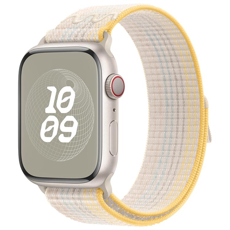 For Apple Watch Series 10 46mm Nylon Loop Watch Band with 3D Curved Film