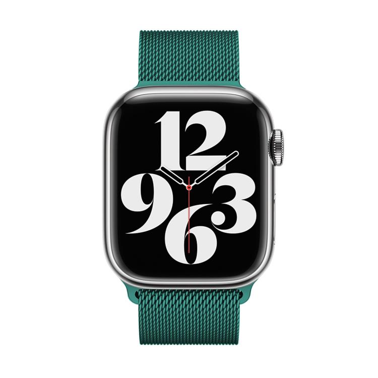 For Apple Watch Series 44mm Milanese Stainless Steel Watch Band with 3D Curved Film