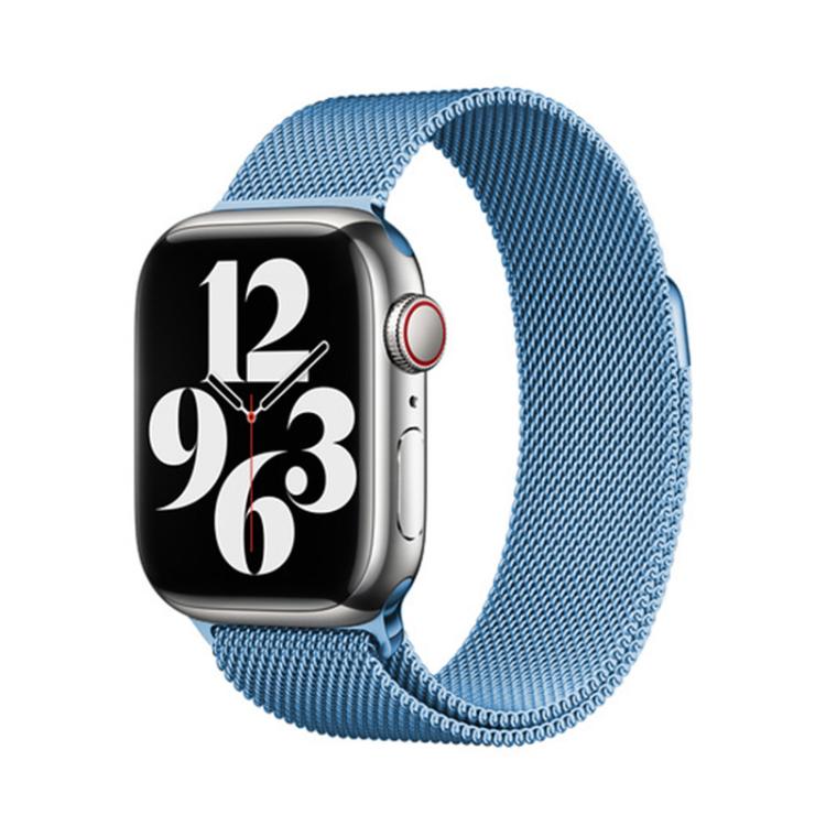 For Apple Watch Series 45mm Milanese Stainless Steel Watch Band with 3D Curved Film