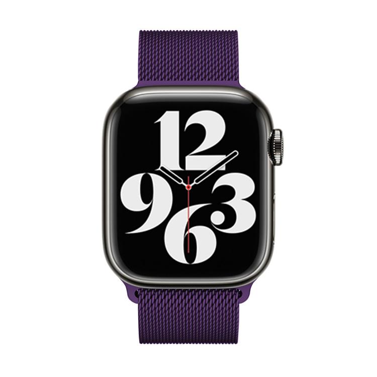 For Apple Watch Series 45mm Milanese Stainless Steel Watch Band with 3D Curved Film