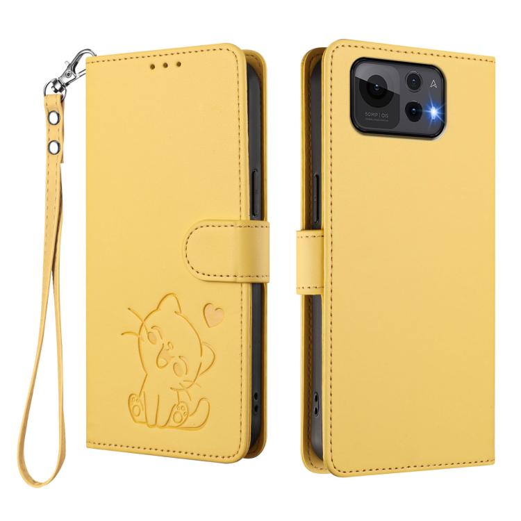 For ASUS Zenfone 12 Ultra Embossed Heart Cat Leather Phone Case with Hand Strap