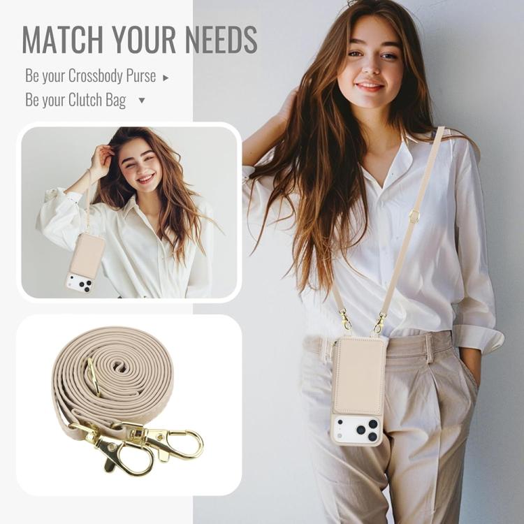 For iPhone 17 Pro Crossbody Zipper RFID Card Bag Phone Case
