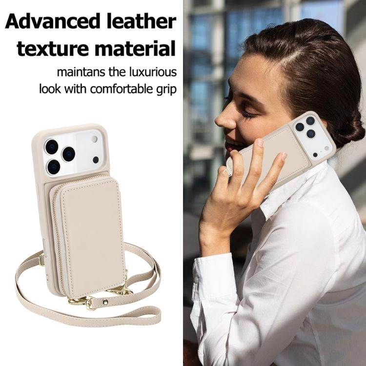 For iPhone 17 Pro Crossbody Zipper RFID Card Bag Phone Case
