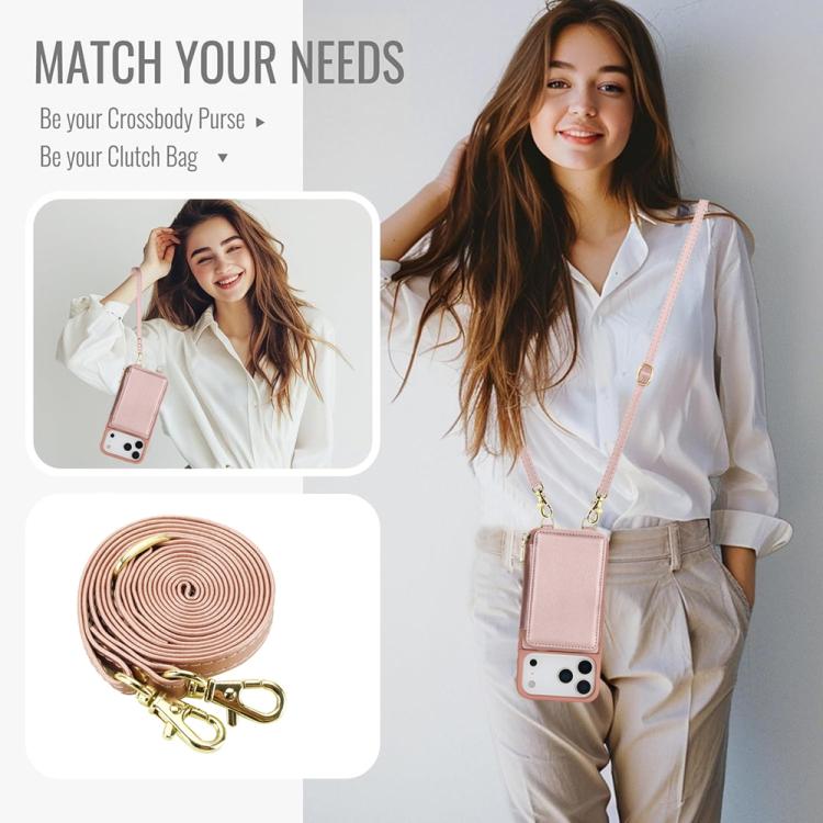 For iPhone 17 Pro Crossbody Zipper RFID Card Bag Phone Case