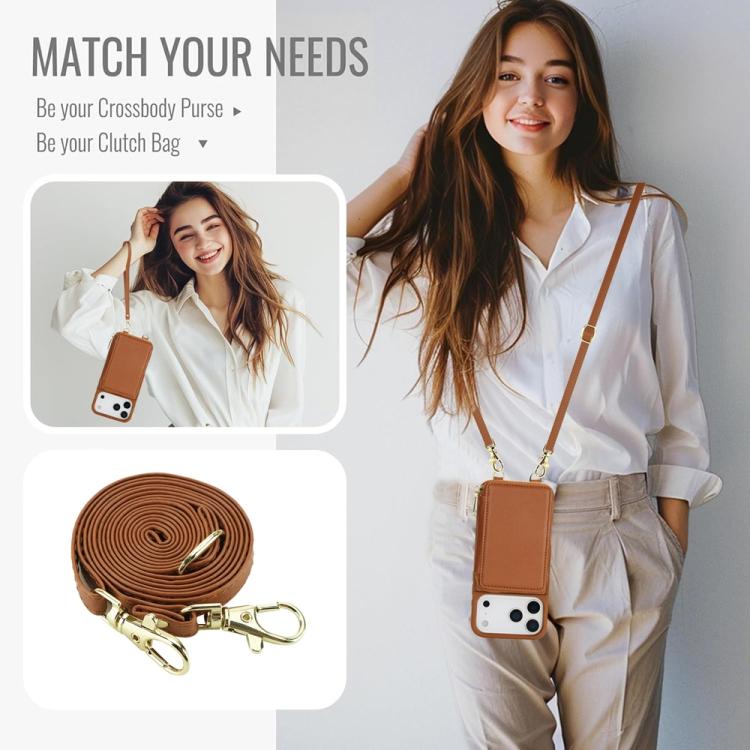 For iPhone 17 Pro Crossbody Zipper RFID Card Bag Phone Case