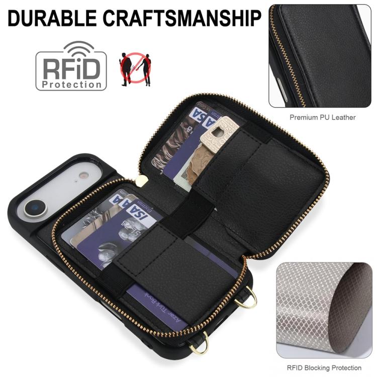 For iPhone Air Crossbody Zipper RFID Card Bag Phone Case