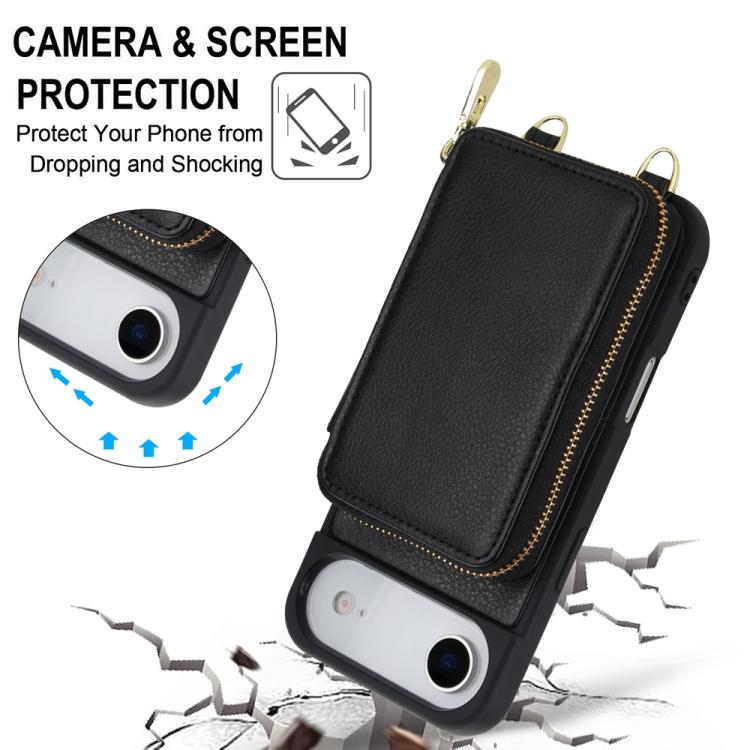 For iPhone Air Crossbody Zipper RFID Card Bag Phone Case