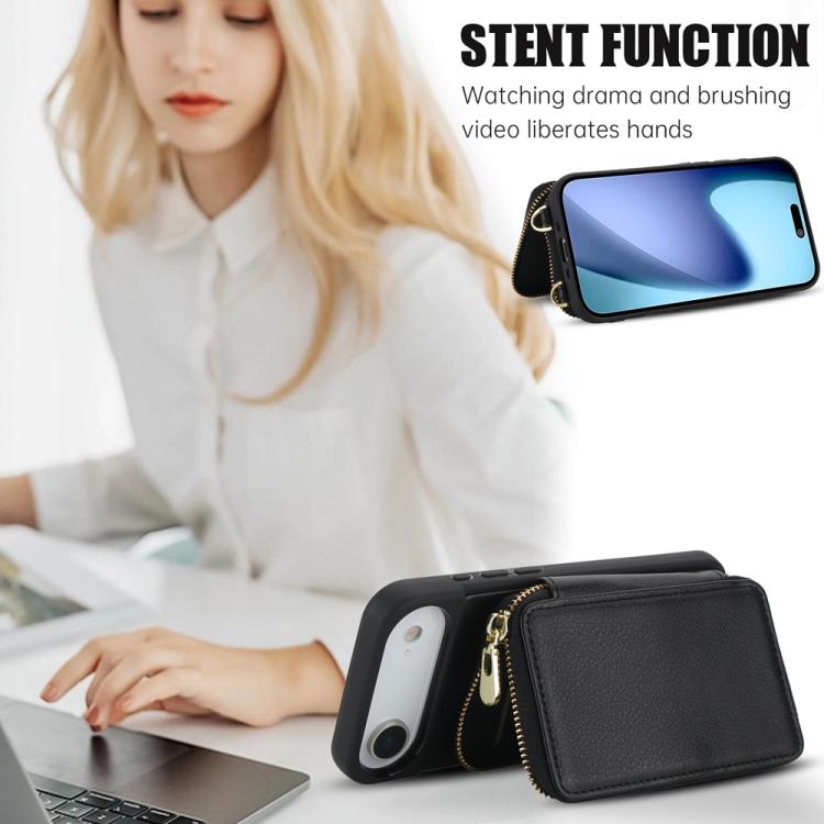 For iPhone Air Crossbody Zipper RFID Card Bag Phone Case