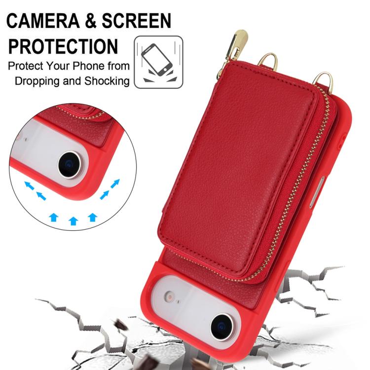 For iPhone Air Crossbody Zipper RFID Card Bag Phone Case