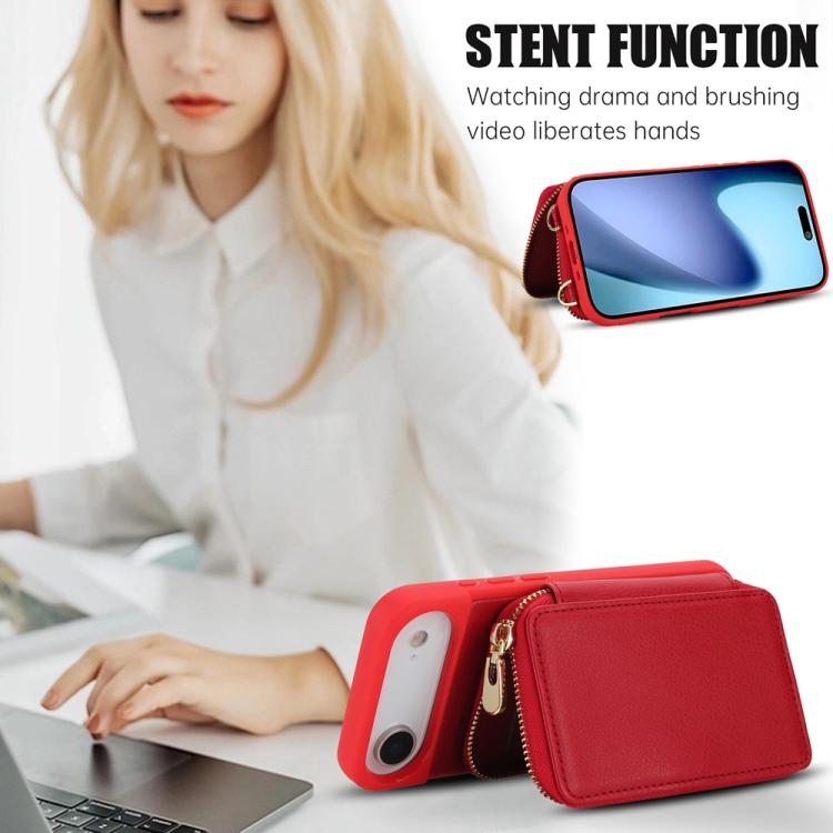 For iPhone Air Crossbody Zipper RFID Card Bag Phone Case