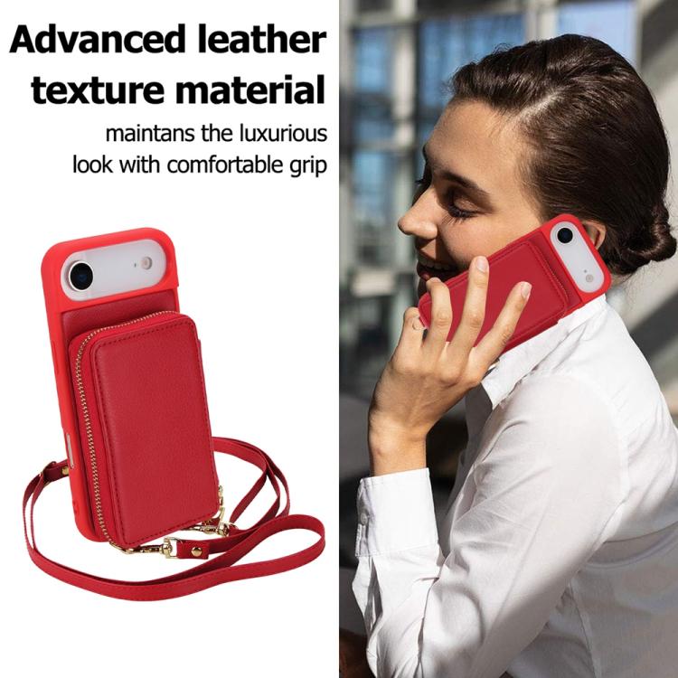 For iPhone Air Crossbody Zipper RFID Card Bag Phone Case