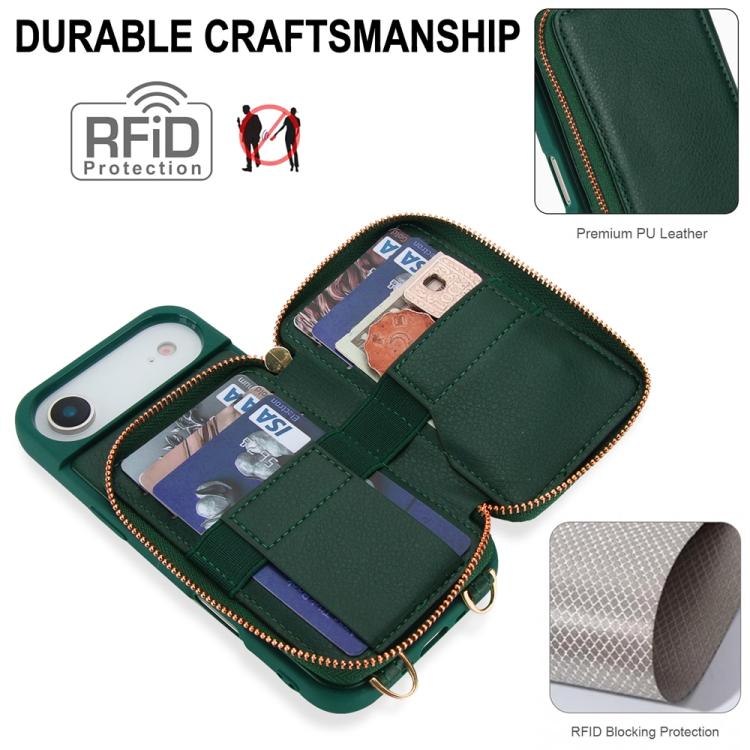 For iPhone Air Crossbody Zipper RFID Card Bag Phone Case