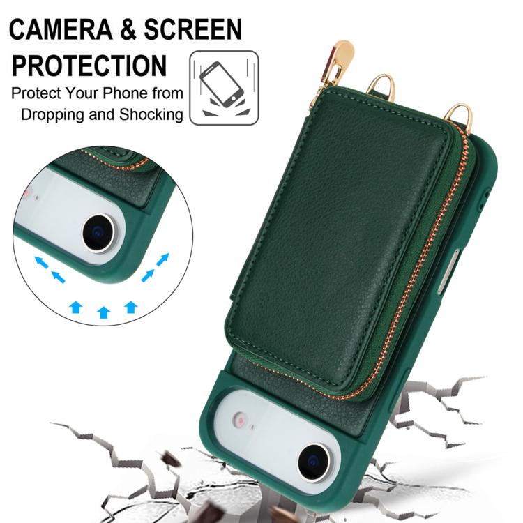 For iPhone Air Crossbody Zipper RFID Card Bag Phone Case