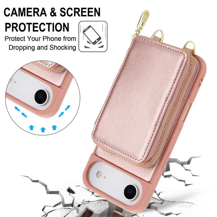For iPhone Air Crossbody Zipper RFID Card Bag Phone Case