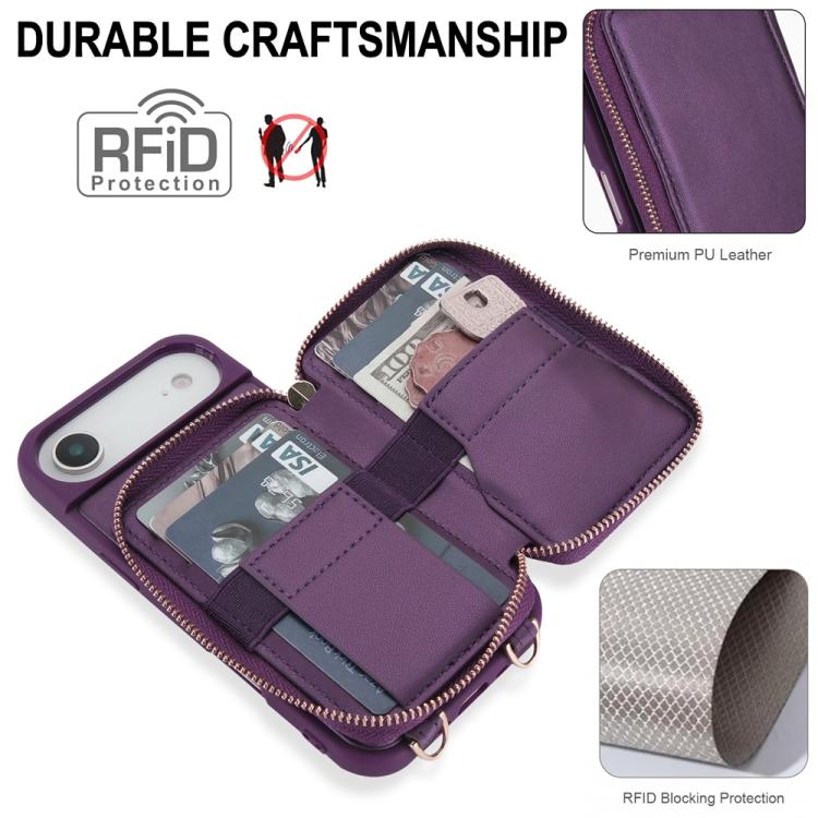 For iPhone Air Crossbody Zipper RFID Card Bag Phone Case