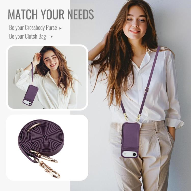 For iPhone Air Crossbody Zipper RFID Card Bag Phone Case