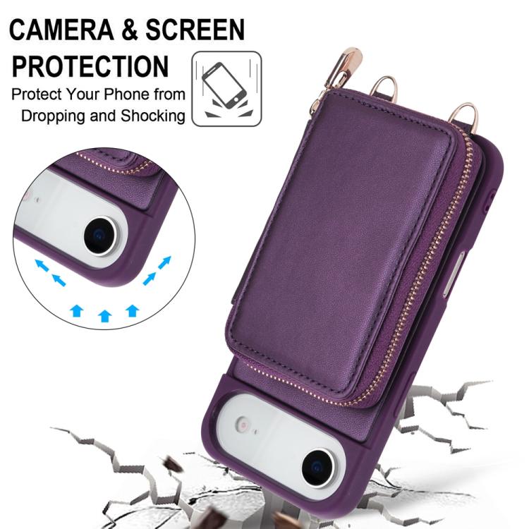 For iPhone Air Crossbody Zipper RFID Card Bag Phone Case