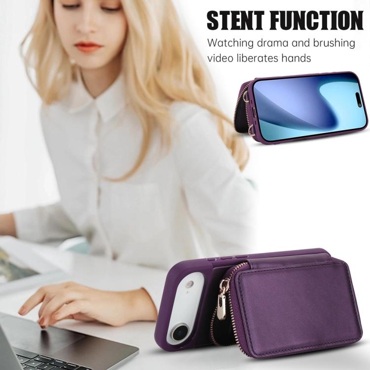 For iPhone Air Crossbody Zipper RFID Card Bag Phone Case