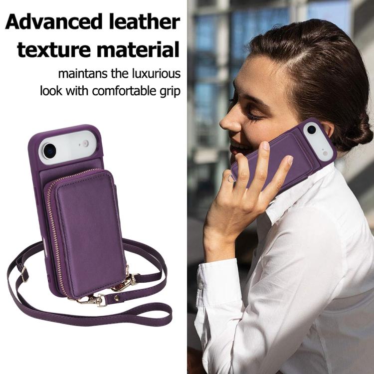 For iPhone Air Crossbody Zipper RFID Card Bag Phone Case