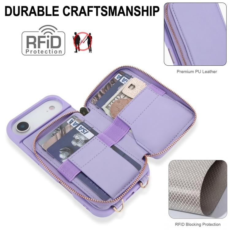 For iPhone Air Crossbody Zipper RFID Card Bag Phone Case