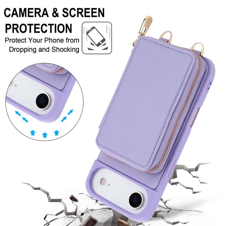 For iPhone Air Crossbody Zipper RFID Card Bag Phone Case