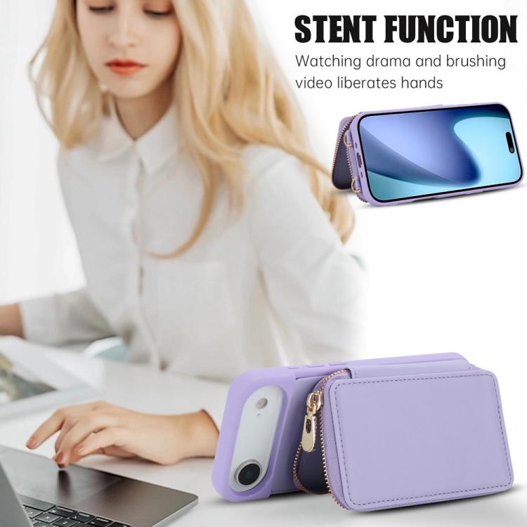 For iPhone Air Crossbody Zipper RFID Card Bag Phone Case