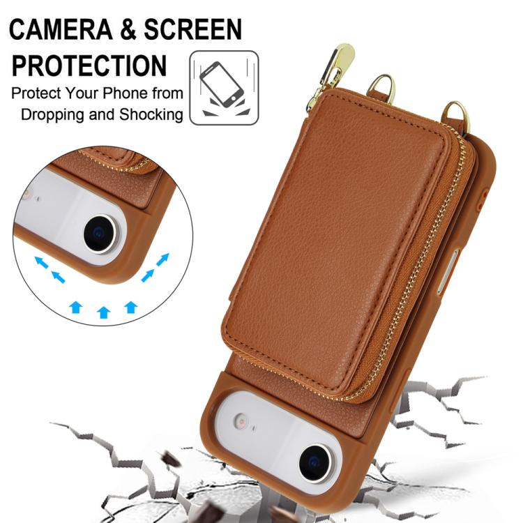 For iPhone Air Crossbody Zipper RFID Card Bag Phone Case
