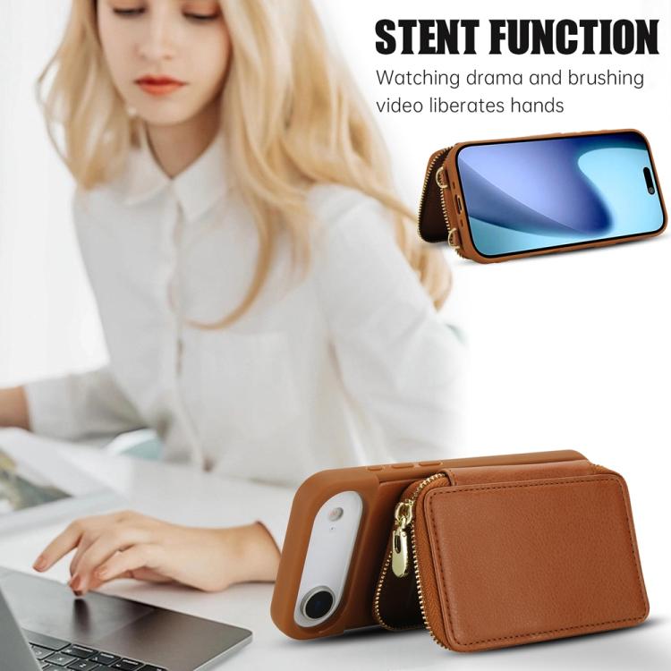For iPhone Air Crossbody Zipper RFID Card Bag Phone Case