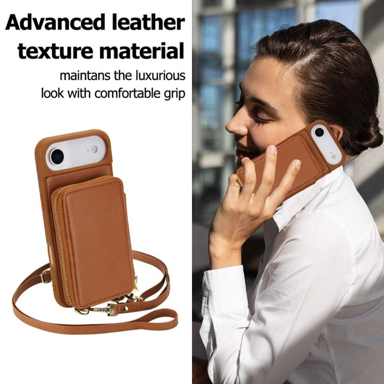 For iPhone Air Crossbody Zipper RFID Card Bag Phone Case