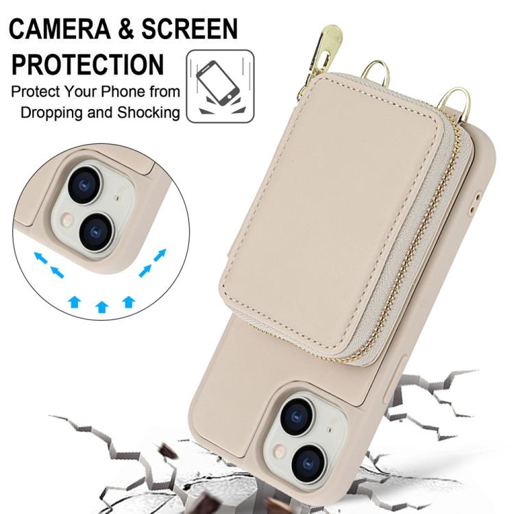 For iPhone 14 / 13 Crossbody Zipper RFID Card Bag Phone Case