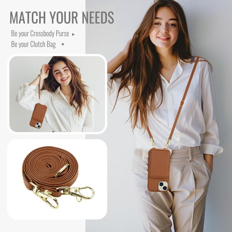 For iPhone 14 / 13 Crossbody Zipper RFID Card Bag Phone Case