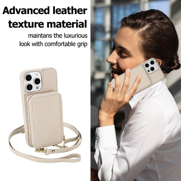 For iPhone 12 Pro Max Crossbody Zipper RFID Card Bag Phone Case