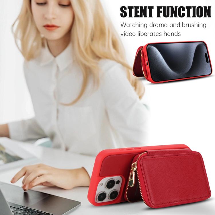 For iPhone 11 Pro Max Crossbody Zipper RFID Card Bag Phone Case