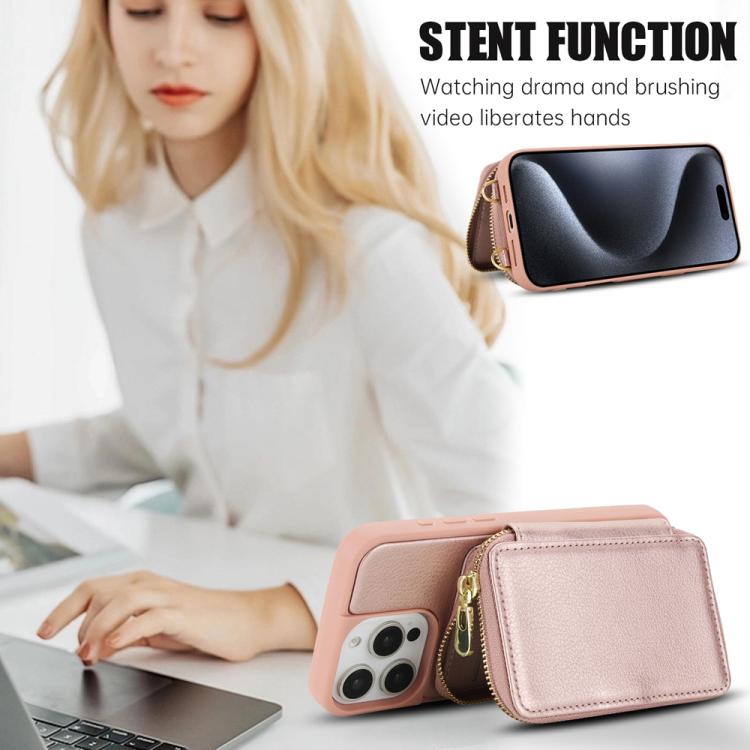 For iPhone 11 Pro Max Crossbody Zipper RFID Card Bag Phone Case