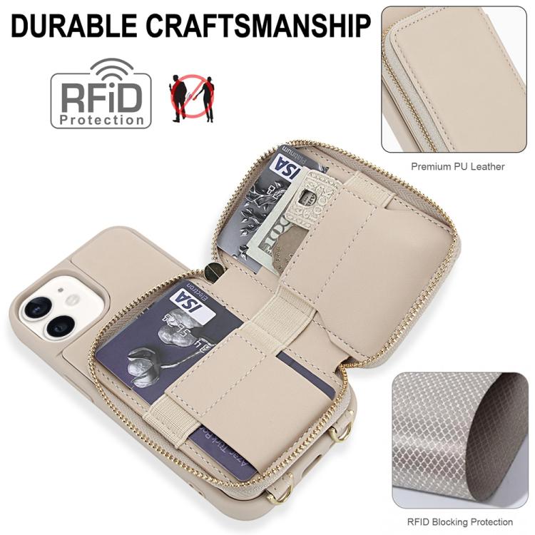 For iPhone 11 Crossbody Zipper RFID Card Bag Phone Case