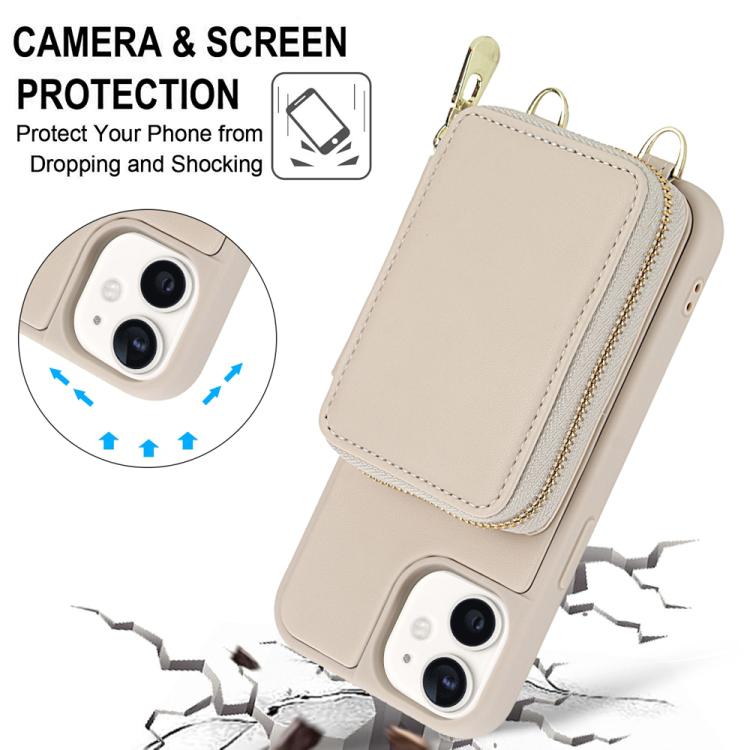 For iPhone 11 Crossbody Zipper RFID Card Bag Phone Case