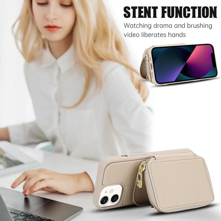For iPhone 11 Crossbody Zipper RFID Card Bag Phone Case