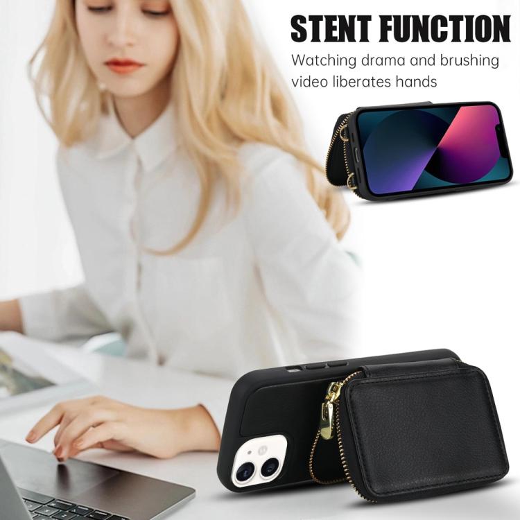 For iPhone 11 Crossbody Zipper RFID Card Bag Phone Case