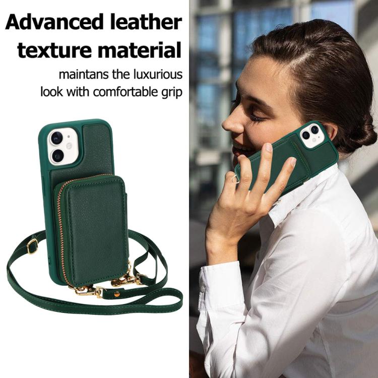 For iPhone 11 Crossbody Zipper RFID Card Bag Phone Case