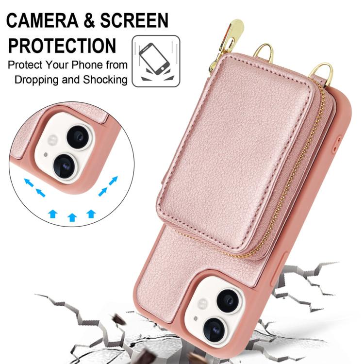 For iPhone 11 Crossbody Zipper RFID Card Bag Phone Case