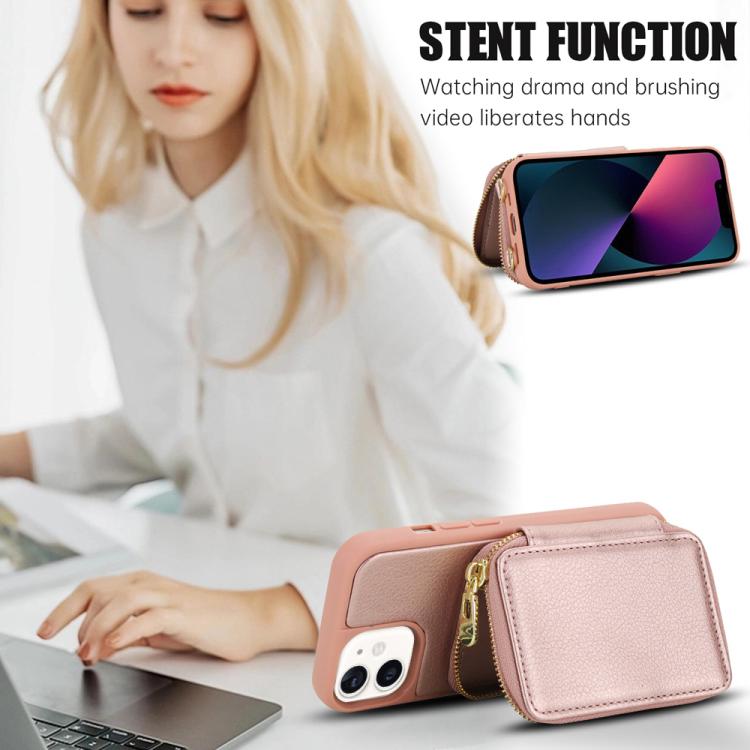 For iPhone 11 Crossbody Zipper RFID Card Bag Phone Case