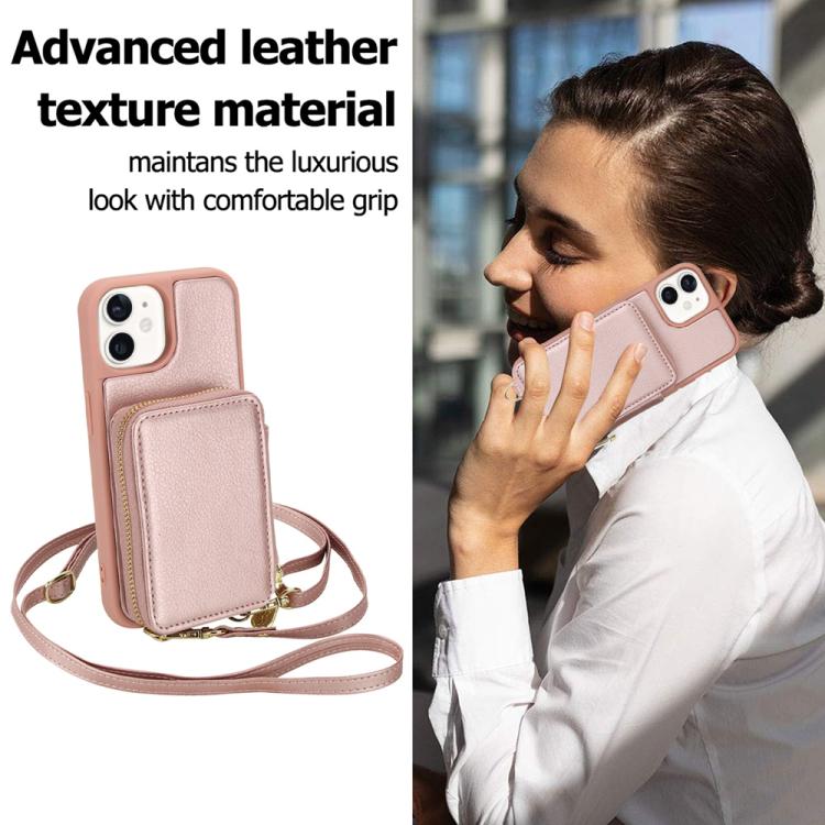 For iPhone 11 Crossbody Zipper RFID Card Bag Phone Case
