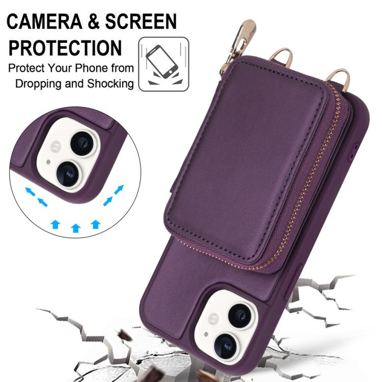 For iPhone 11 Crossbody Zipper RFID Card Bag Phone Case