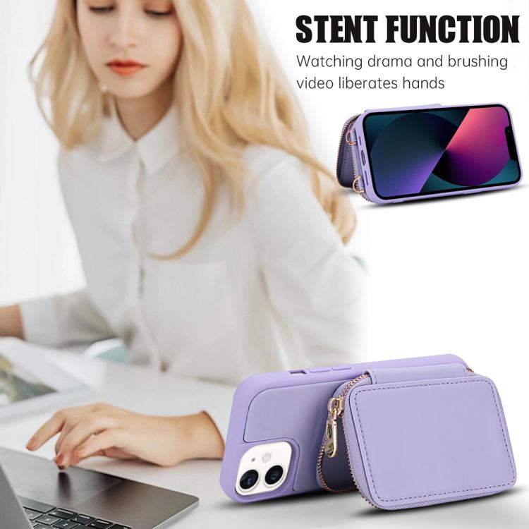 For iPhone 11 Crossbody Zipper RFID Card Bag Phone Case