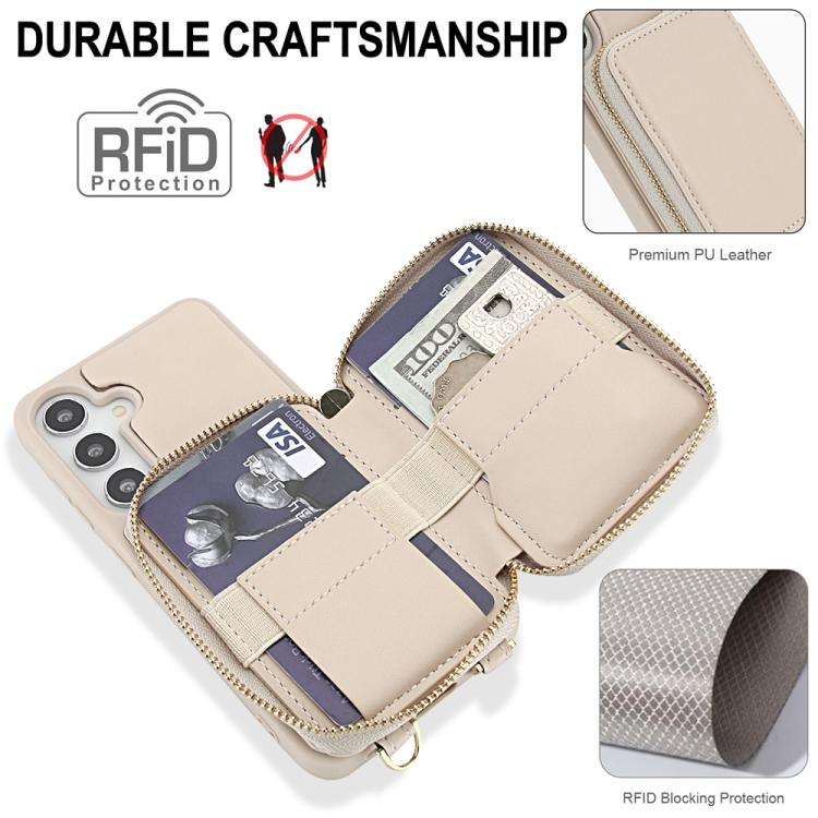For Samsung Galaxy S25+ 5G / S24+ 5G Crossbody Zipper RFID Card Bag Phone Case